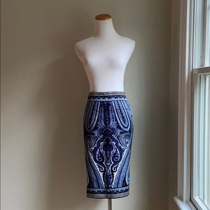 Blue Patterned Skirt w/ Pockets